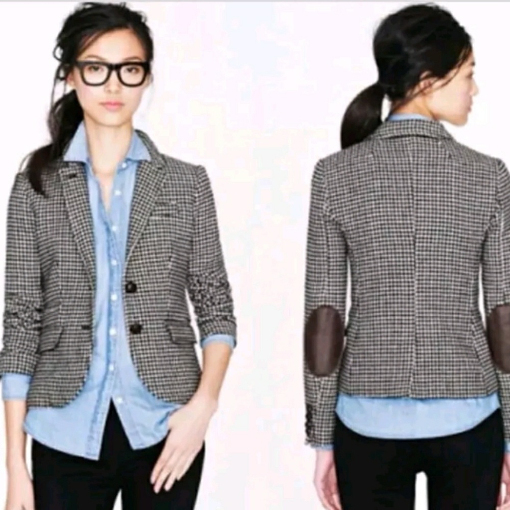 J. Crew Black and White Houndstooth Blazer